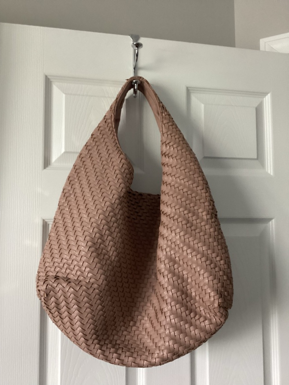 Deux Lux Woven Hobo Bag in Dusty Rose like Bottega Veneta